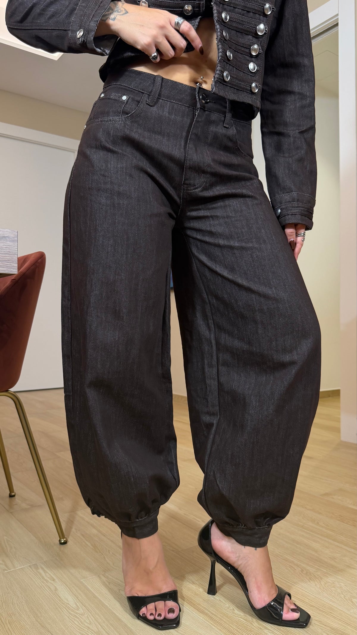 Coordinato in denim con giacca Napoleone