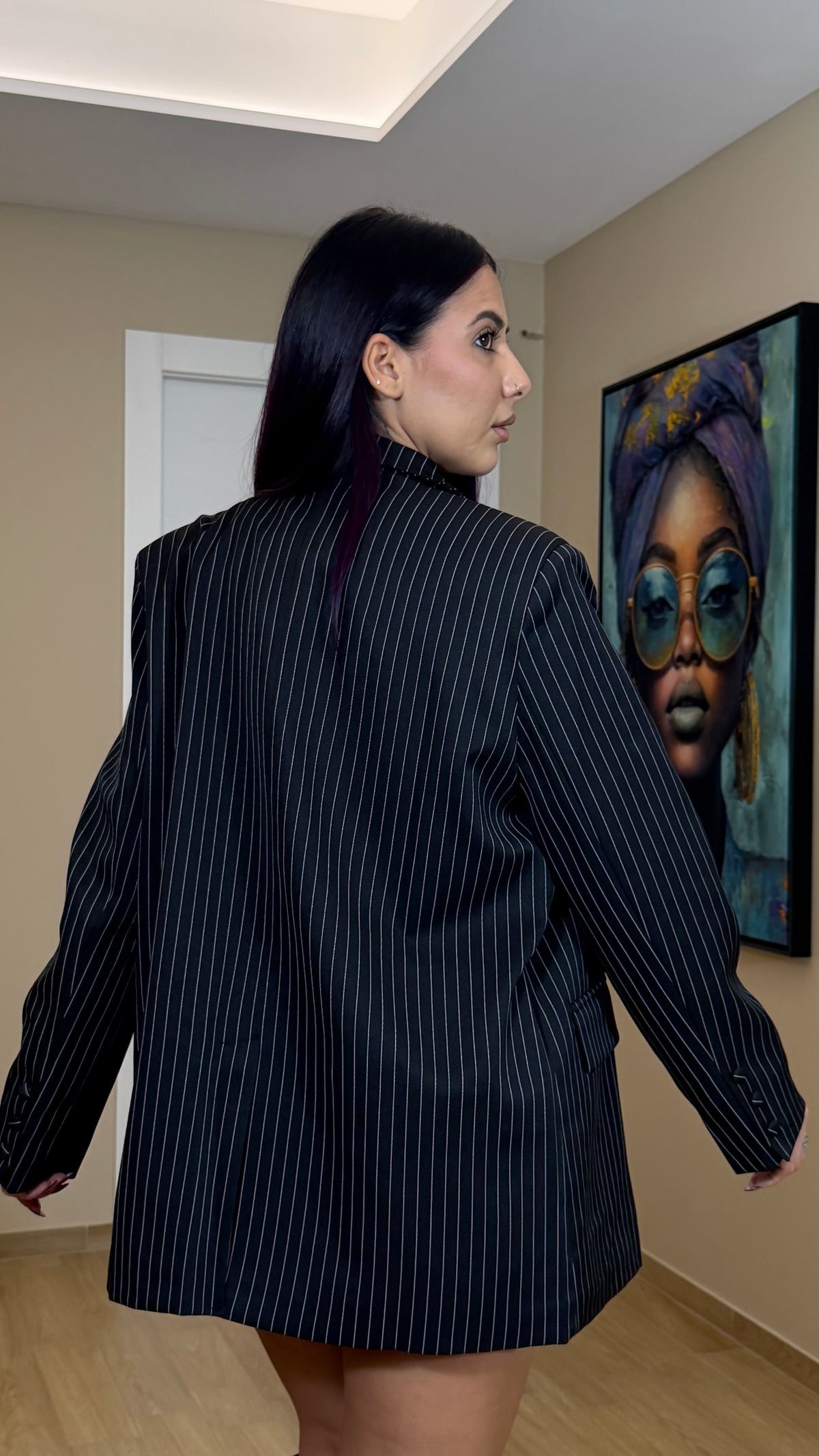Blazer nero gessato