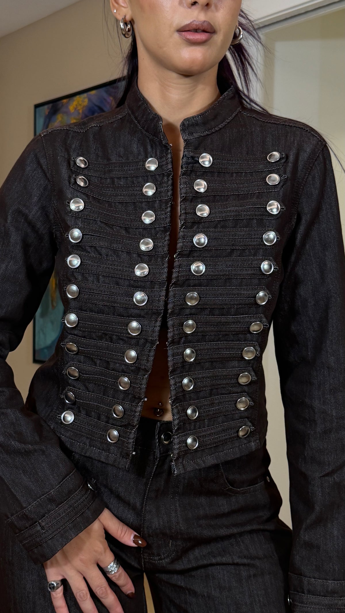 Coordinato in denim con giacca Napoleone