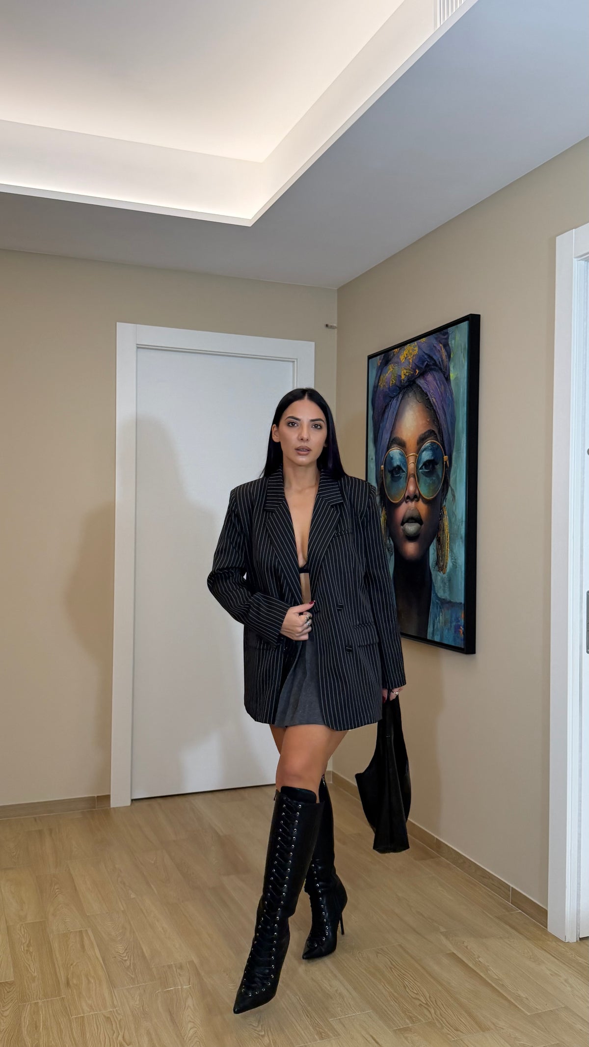 Blazer nero gessato