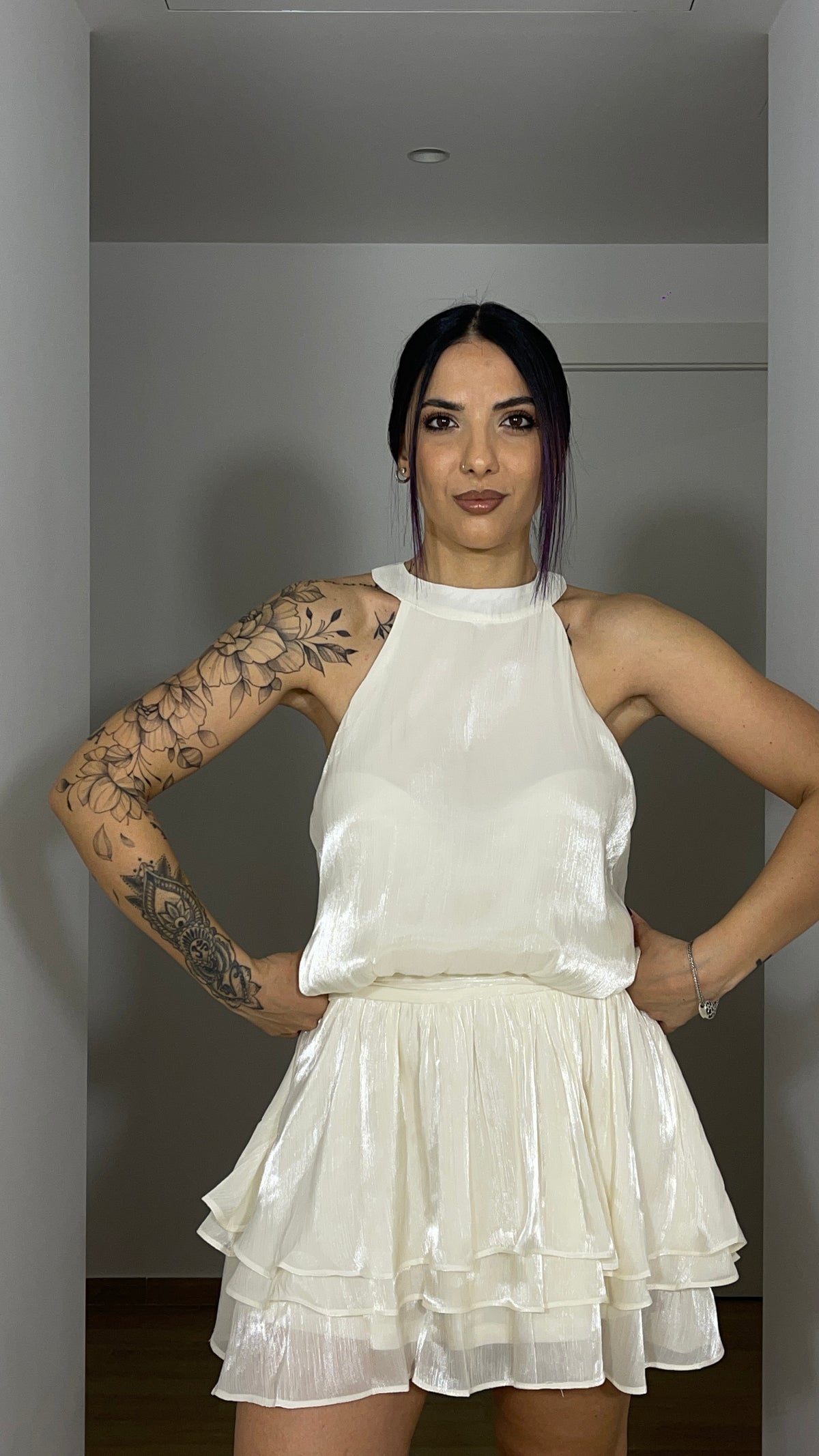 Abito corto in chiffon