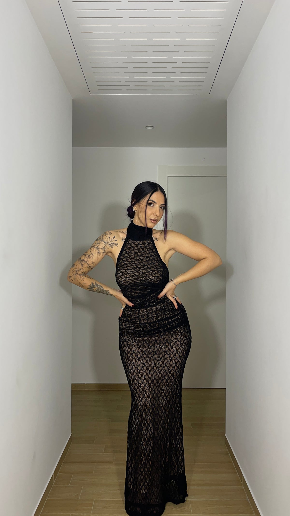 Abito lungo in pizzo elegante
