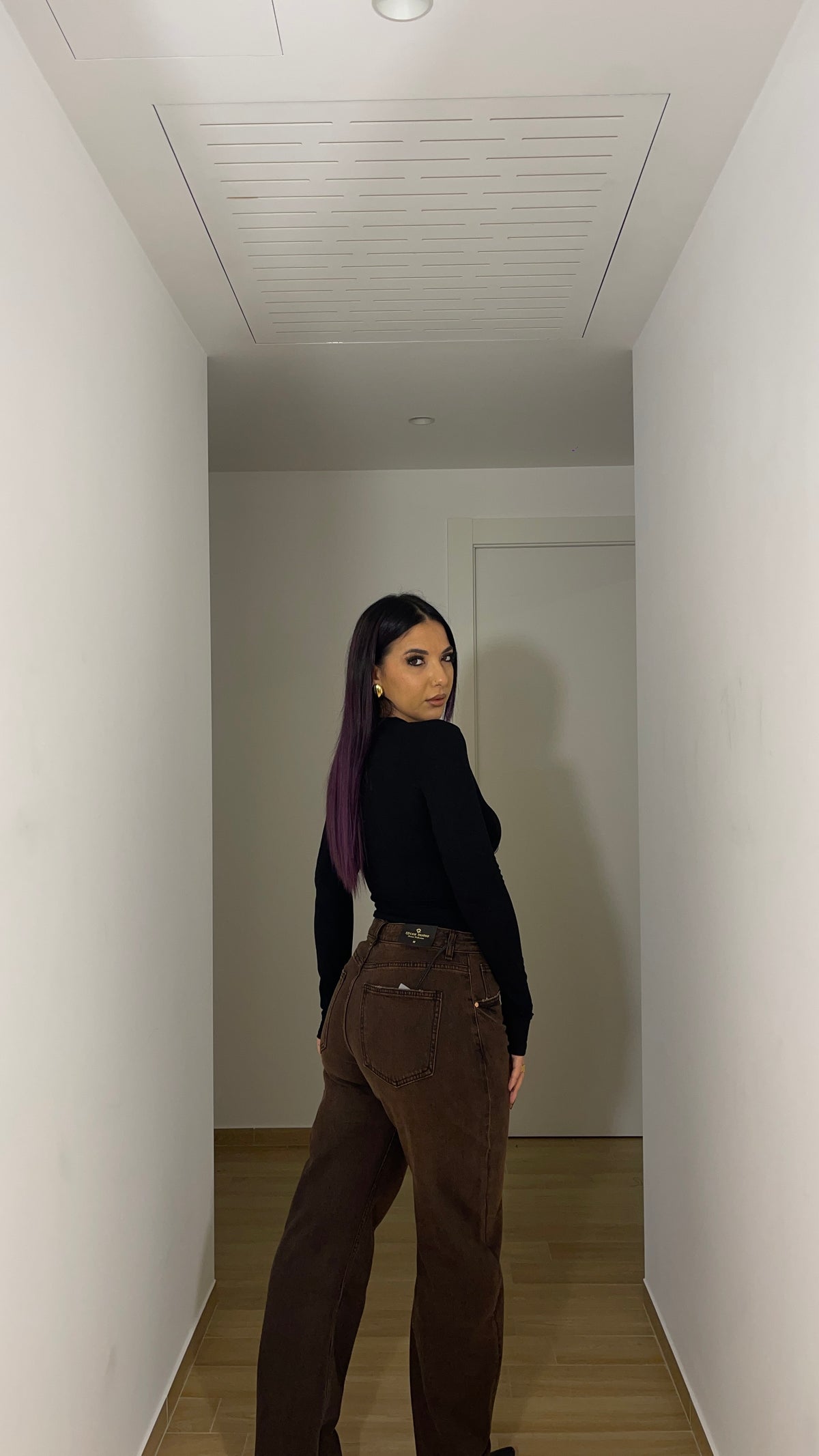 Jeans marrone con sfumature nere