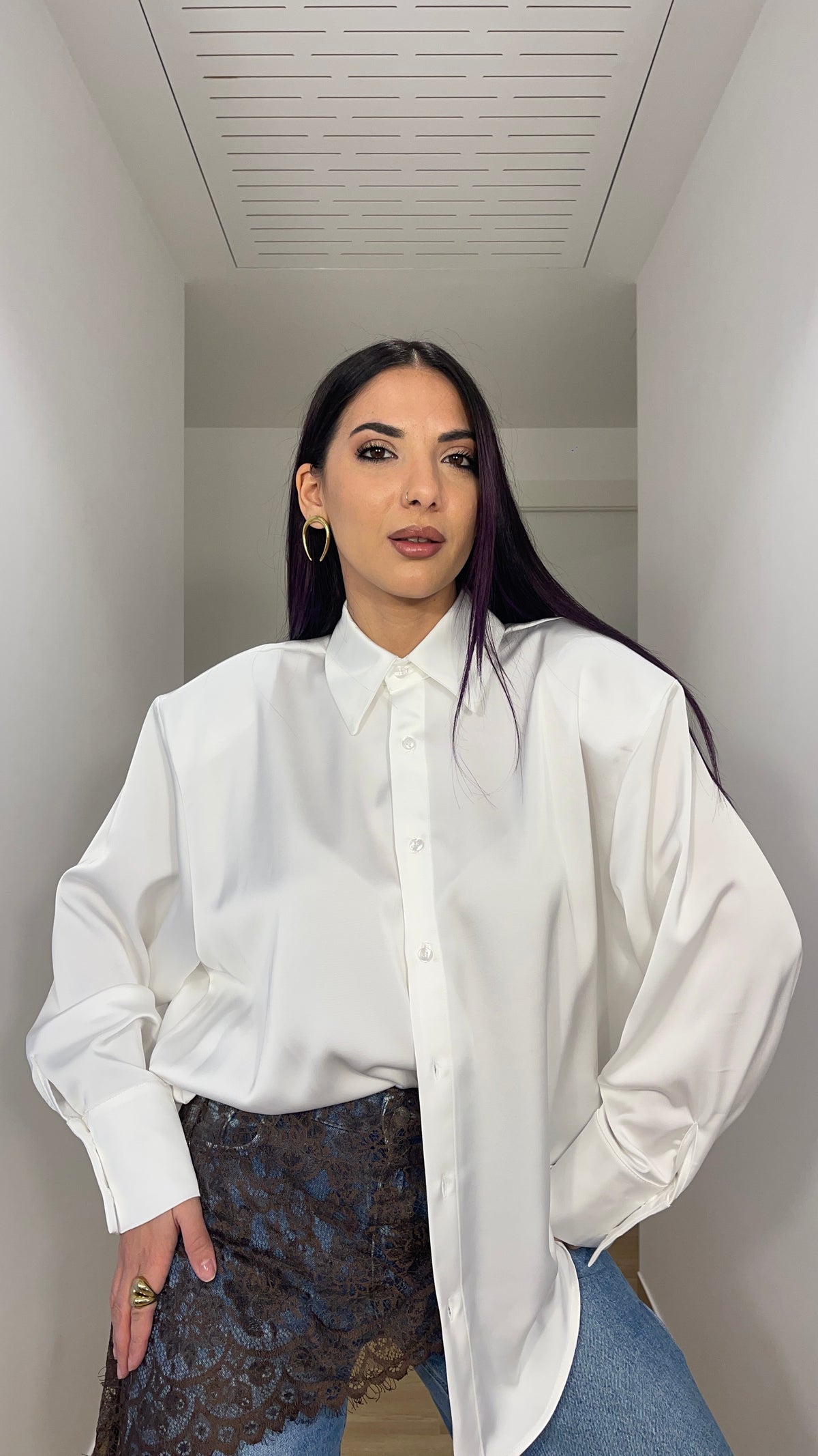 Camicia in raso con spallina