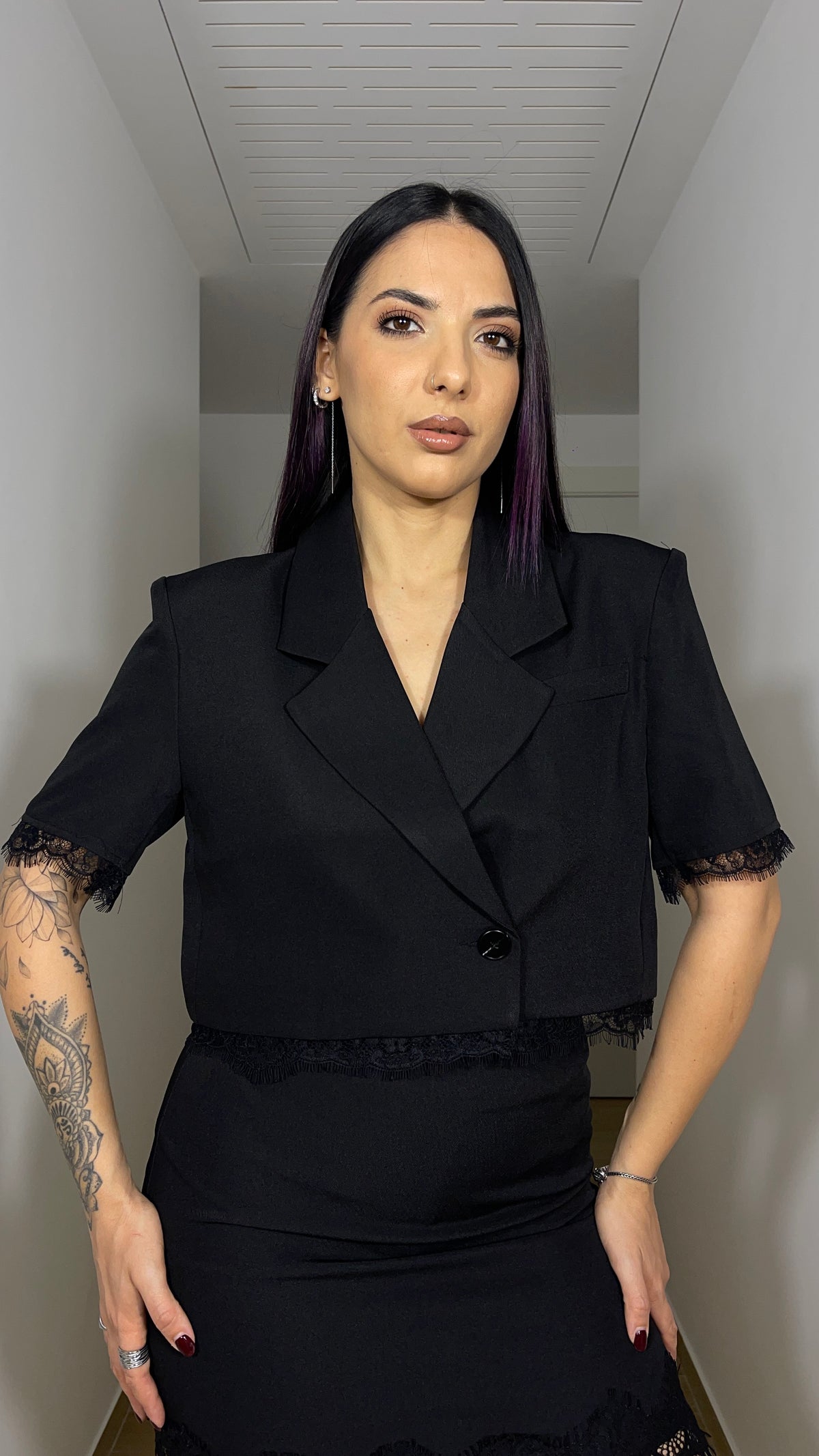Blazer manica corta nero