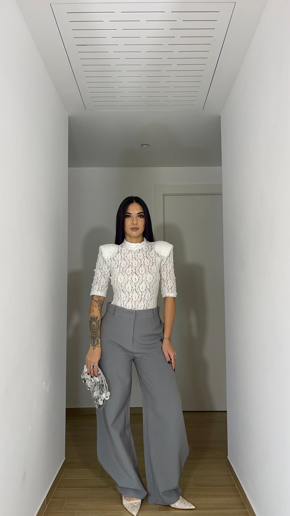 Pantalone gessato grigio