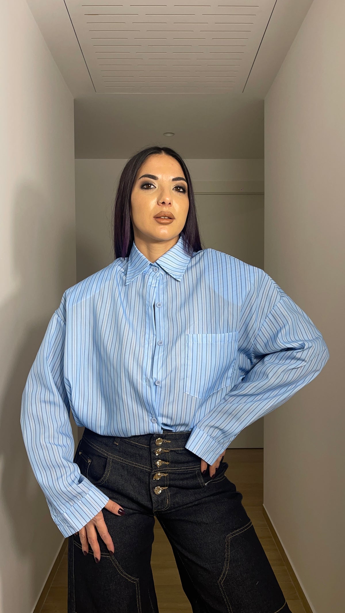 Camicione Celeste a righe