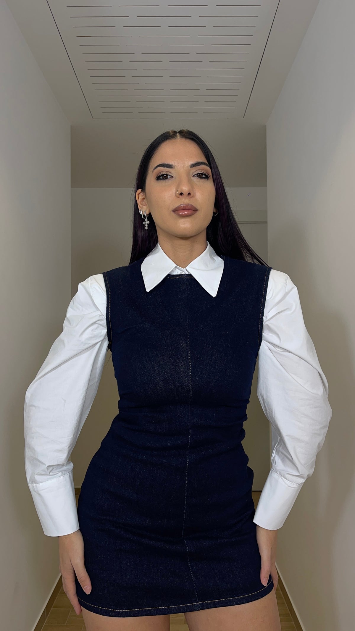Abito corto in jeans tubino